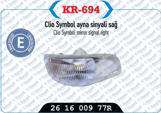 KAYA KR-694 Dis Dikiz Aynasi Sinyali Sag Clio Symbol 13> {E-Markli}